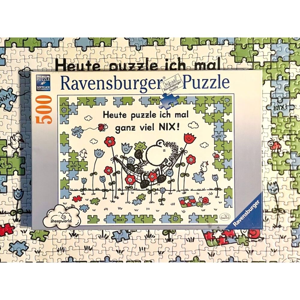 Ravensburger 500pc Today I Do Nothing! 143559 Sheepworld HTF Puzzle Rare 500